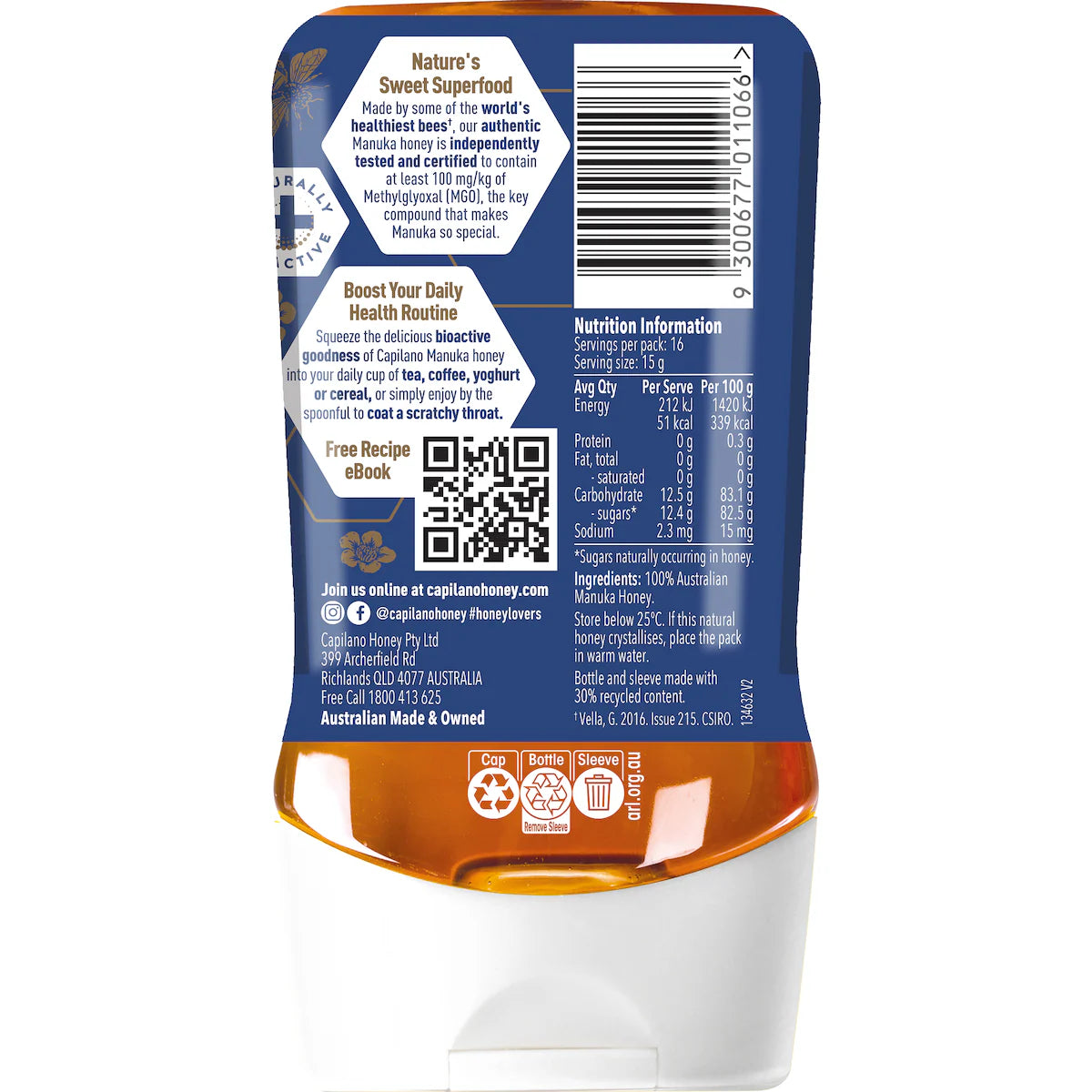 Capilano Manuka MGO 100+ Honey Squeeze Bottle 250g