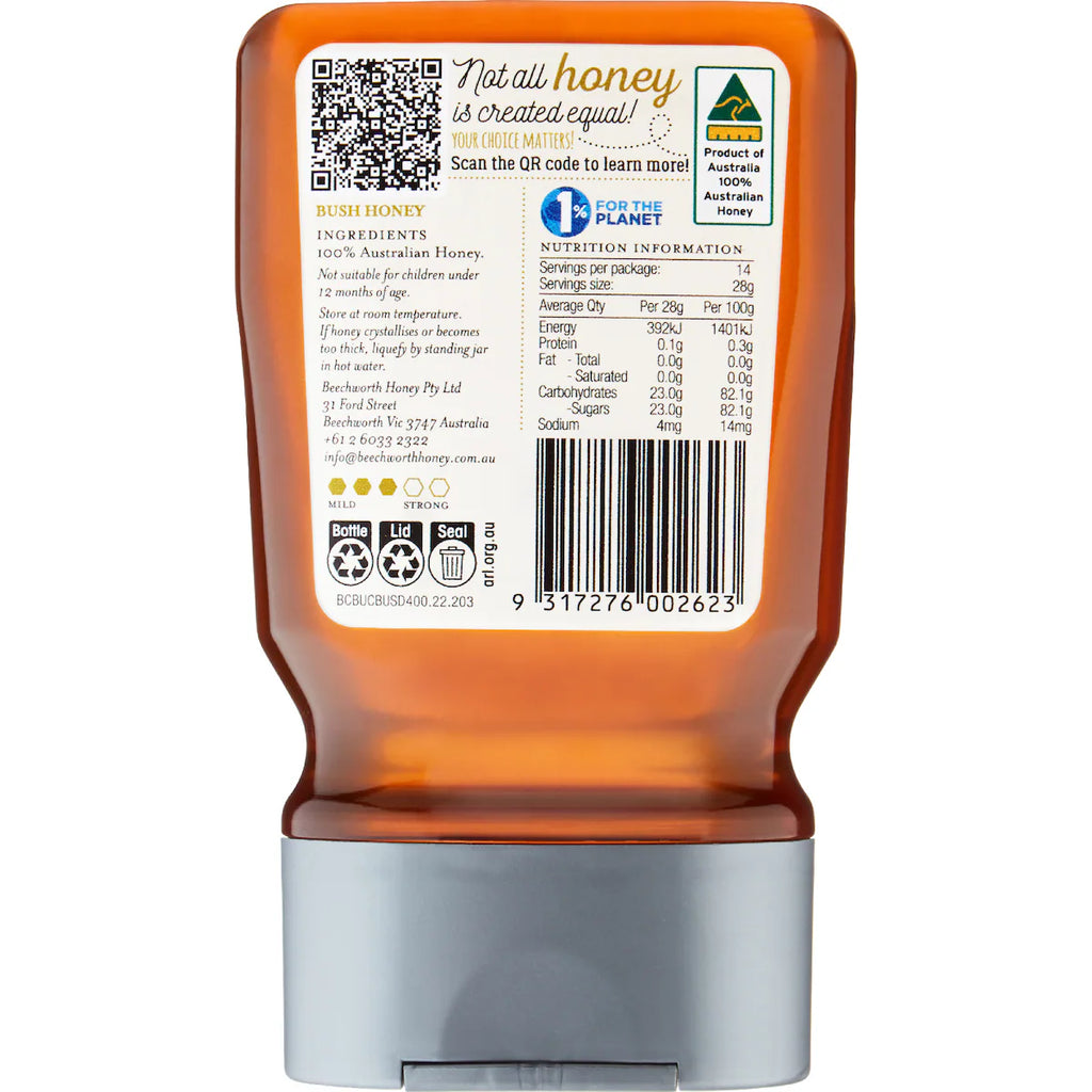 Beechworth 100% Australian Bee Cause Bush Honey Squeeze 400g