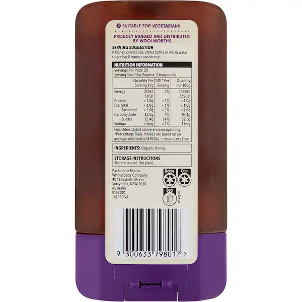 Macro Organic Honey 400g